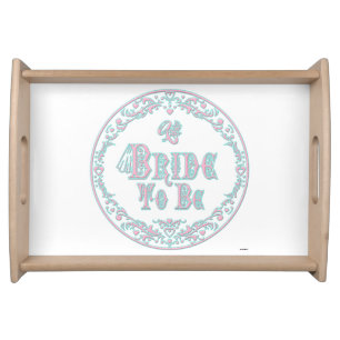 Bride To Be With Veil, Fancy Pink - Teal Vintage Serving Tray