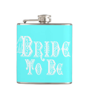 Bride To Be With Veil, Fancy White Type Flask