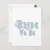 Bride To Be With Veil, Pink and Teal Type Postcard (Front/Back)