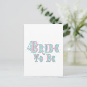 Bride To Be With Veil, Pink and Teal Type Postcard (Standing Front)