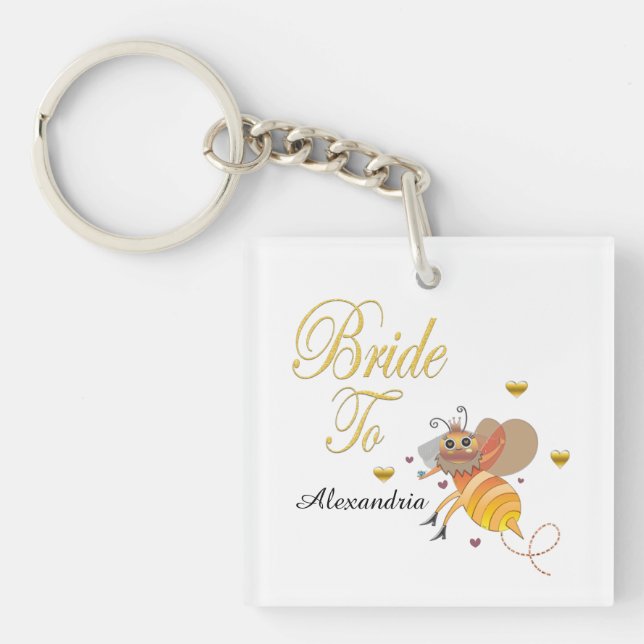 Bride To Bee Bridal Personalize Keychain (Front)