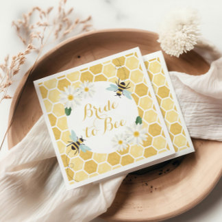 Bride to Bee Bridal Shower honeycomb and daisies Napkins