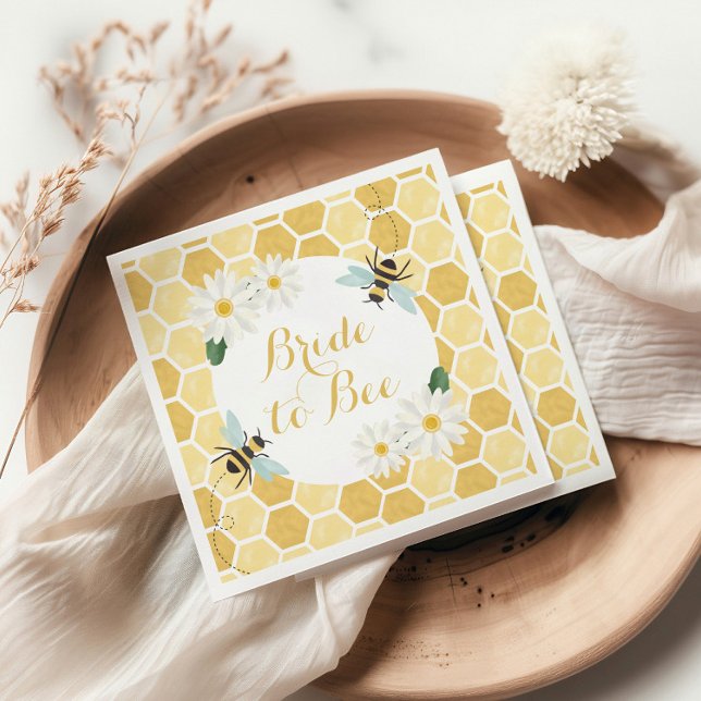 Bride to Bee Bridal Shower honeycomb and daisies Napkins (Creator Uploaded)