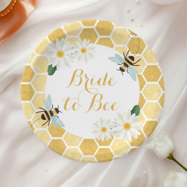 Bride to Bee Bridal Shower honeycomb and daisies Paper Plates (Creator Uploaded)