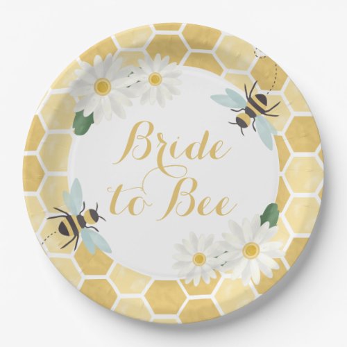 Bride to Bee Bridal Shower honeycomb and daisies Paper Plates