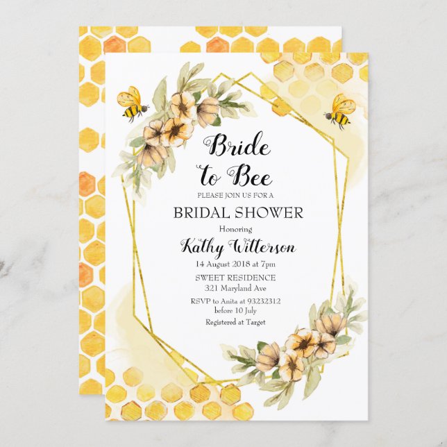 Bride to bee bridal shower invitation (Front/Back)