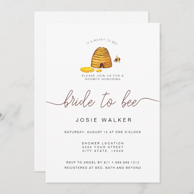 Bride To Bee, Bridal Shower Invitation (Front/Back)