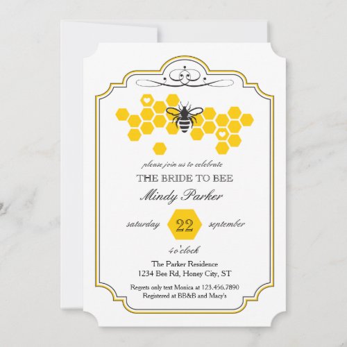 Bride to Bee Bridal Shower Invitation