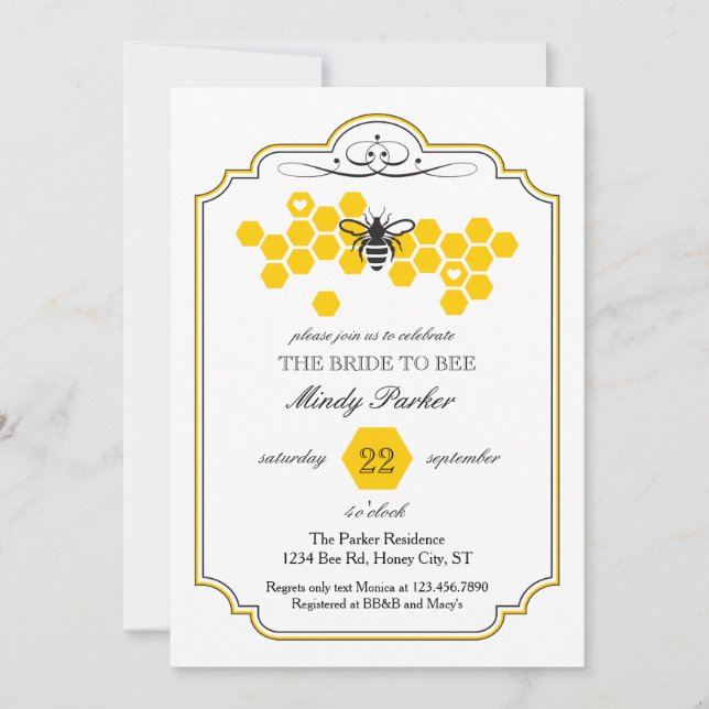 Bride to Bee Bridal Shower Invitation (Front)