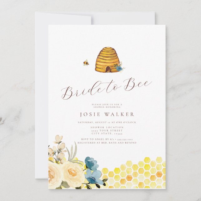 Bride to Bee Bridal Shower Invitation (Front)