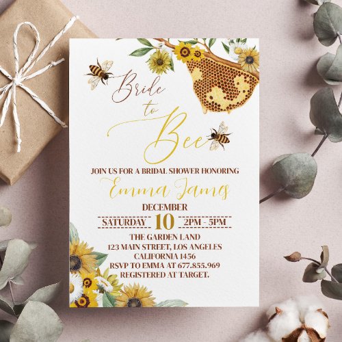 Bride To Bee Bridal Shower Invitation Honey Comb