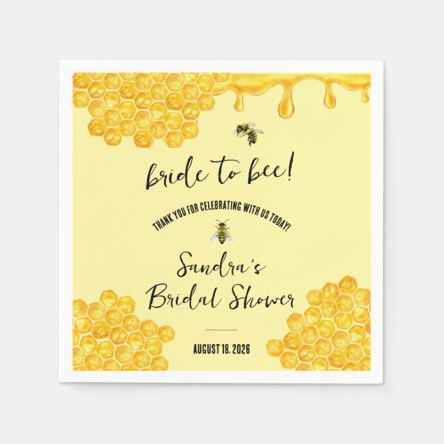 Bride to Bee! Bridal Shower Napkins (Front)