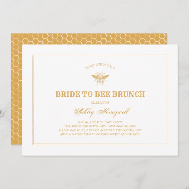 Bride to Bee Brunch Invitation (Front/Back)