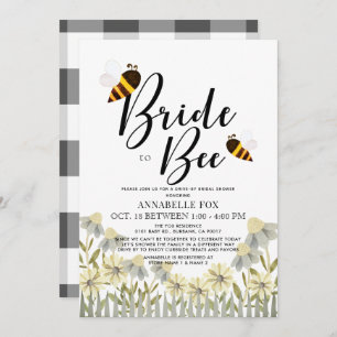 Bride to Bee Buffalo Check Drive-by Bridal Shower Invitation