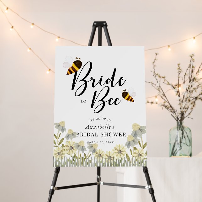 Bride to Bee Floral Bridal Shower Welcome Foam Board (In Situ (Stand))
