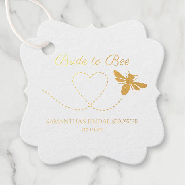 Bride to Bee | Foiled Bridal Shower Favor Tags | Zazzle