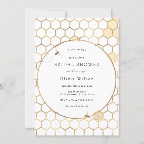 Bride to Bee Gold Bridal Shower Invitation