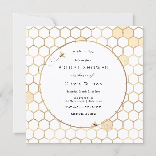 Bride to Bee Gold Bridal Shower Invitation