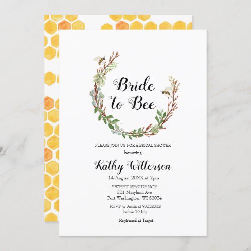 Bride to bee Greenery bridal shower invitation
