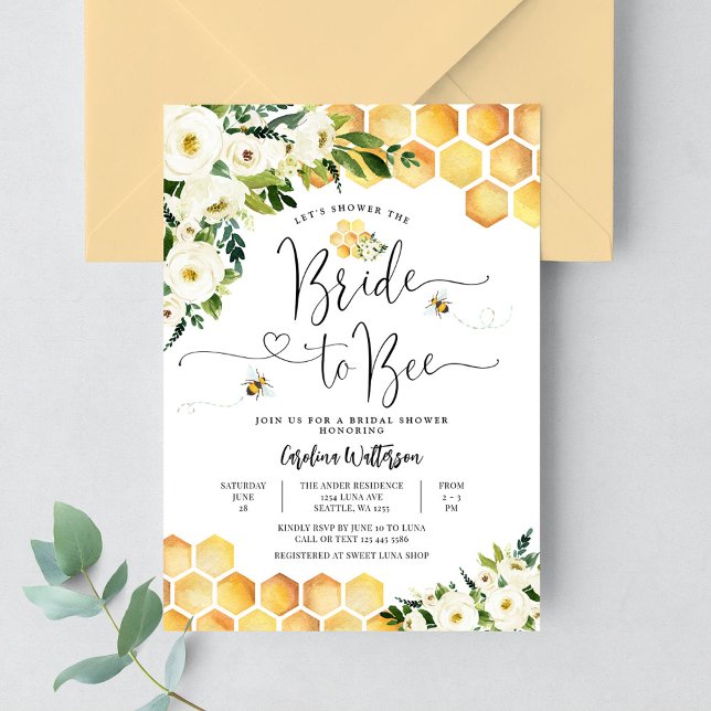 Bride to Bee Honey Bee Rustic Bee Bridal Shower Invitation (Creator Uploaded)
