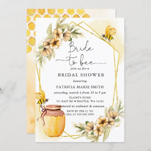 Bride To Bee Honeybee Floral Bridal Shower Invitation