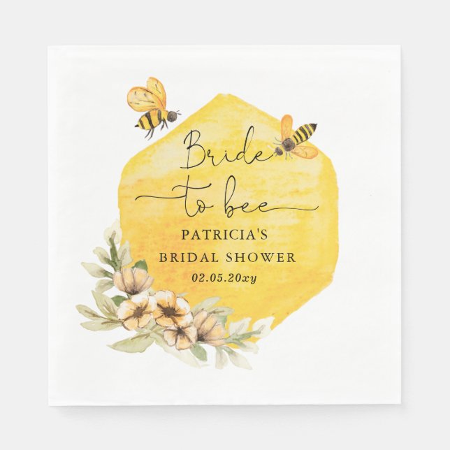 Bride To Bee Honeybee Floral Bridal Shower Napkins (Front)