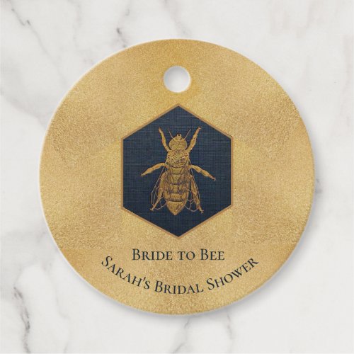 Bride to Bee Honeycomb Bridal Shower Gold Honey Favor Tags