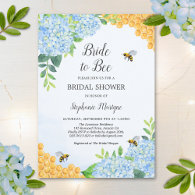Bride To Bee Honeycomb Hydrangea Bridal Shower Invitation
