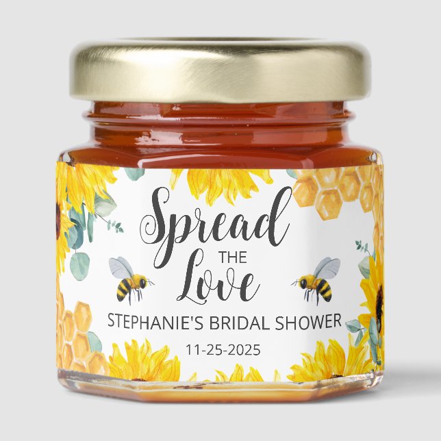 Bride To Bee Honeycomb Sunflower Bridal Shower  Honey Jar Favors (Front)