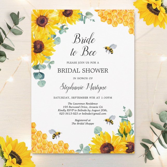 Bride To Bee Honeycomb Sunflower Bridal Shower Invitation (Creator Uploaded)