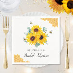 Bride To Bee Honeycomb Sunflower Bridal Shower  Napkins<br><div class="desc">These bridal shower napkins feature a watercolor floral design with sunflowers, eucalyptus leaves, honey bees and honeycomb.. You can personalize these napkins with the bride's name. These napkins are part of a collection which includes matching bridal shower products. Please visit our store or view our collection pages to see the...</div>