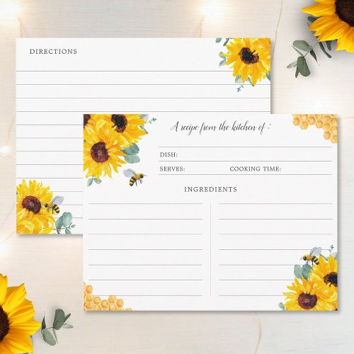 Bride To Bee Honeycomb Sunflower Recipe Cards