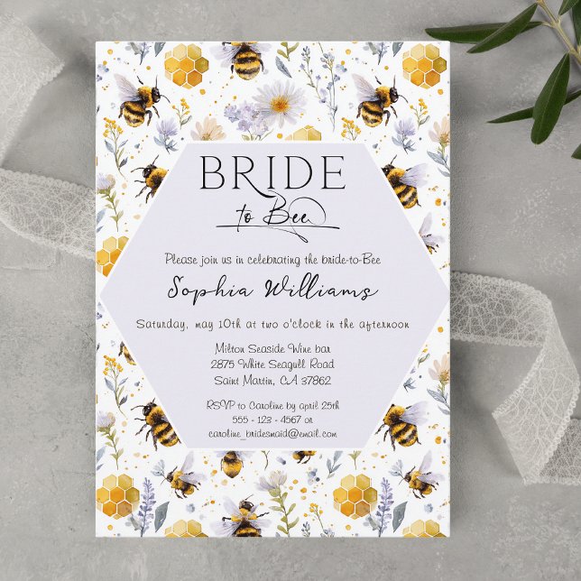 Bride to Bee Lavander Floral Bees Bridal Shower Invitation (Creator Uploaded)
