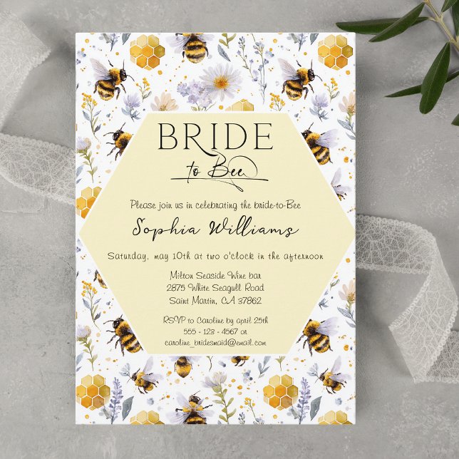 Bride to Bee Lavander Floral Bees Bridal Shower Invitation (Creator Uploaded)