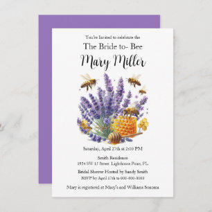 Bride-to-Bee Lavender Honey Bridal Shower  Invitation