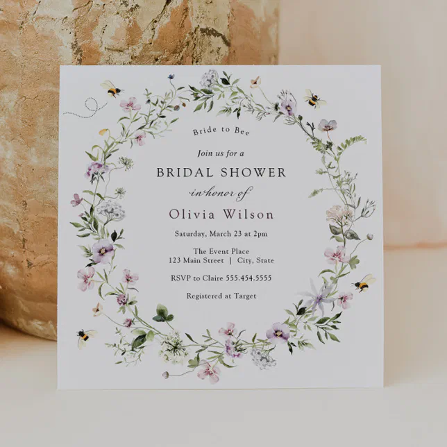 Bride to Bee Lavender Wildflower Bridal Shower Inv Invitation | Zazzle
