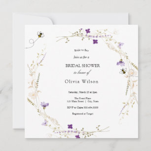 Bride to Bee Lavender Wildflower Bridal Shower Invitation