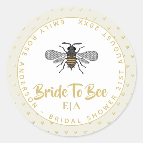 Bride To BEE _ Monogram Bridal Shower Thank You Classic Round Sticker