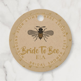 Bride To BEE - Monogram Bridal Shower Thank You Favor Tags