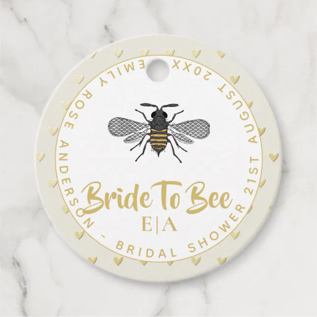 Bride To BEE - Monogram Bridal Shower Thank You Favor Tags | Zazzle