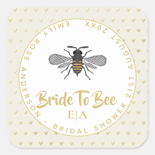 Bride To BEE _ Monogram Bridal Shower Thank You Square Sticker