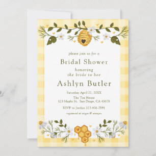 Bride to Bee Plaid Bridal Shower Invitation