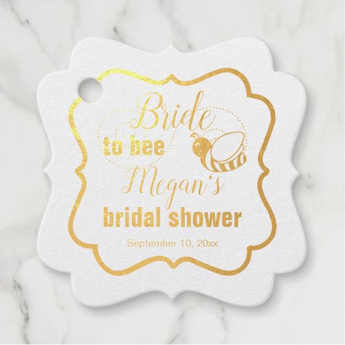 Bride to Bee Quote Photo Bridal Shower Foil Favor Tags