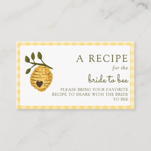 Bride to Bee Recipe Enclosure Card