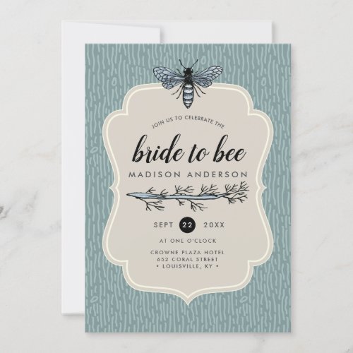 Bride To Bee Rustic Blue Vintage Bridal Shower Invitation