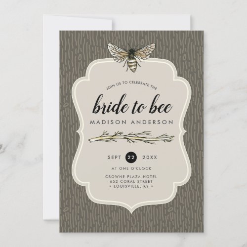 Bride To Bee Rustic Umber Vintage Bridal Shower Invitation