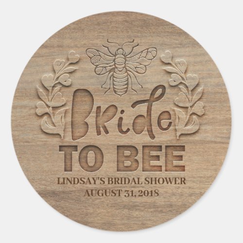 Bride To Bee Rustic Wood Bridal Shower Classic Round Sticker