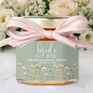 Bride To Bee Sage Green Wildflower Bridal Shower Honey Jar Favors
