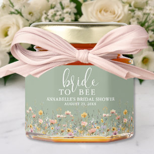 Bride To Bee Sage Green Wildflower Bridal Shower Honey Jar Favors
