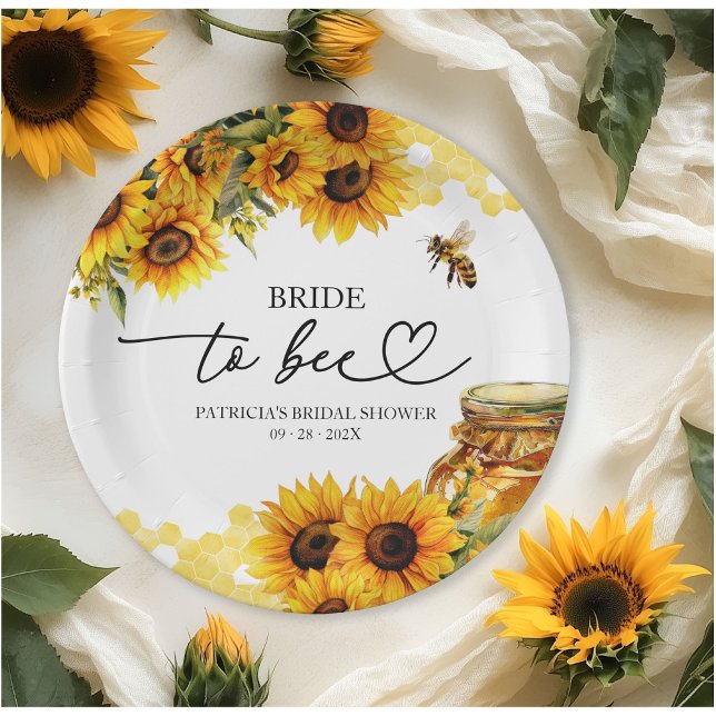 Bride To Bee Sunflower Bridal Shower Paper Plates (Creator Uploaded)